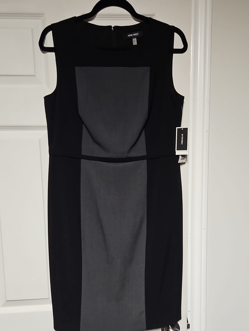 Nine West Black and Charcoal Panel Sheath Dress